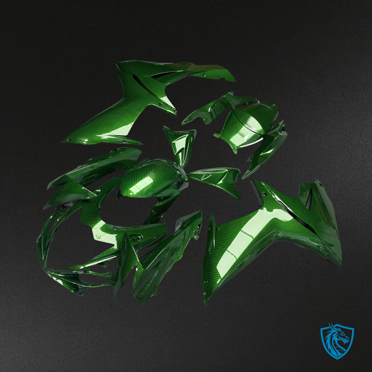 Suzuki GSXR 600-750 (2011-2026) Gloss Green Carbon Fiber Fairing Kit - Aftermarket ABS Bodywork