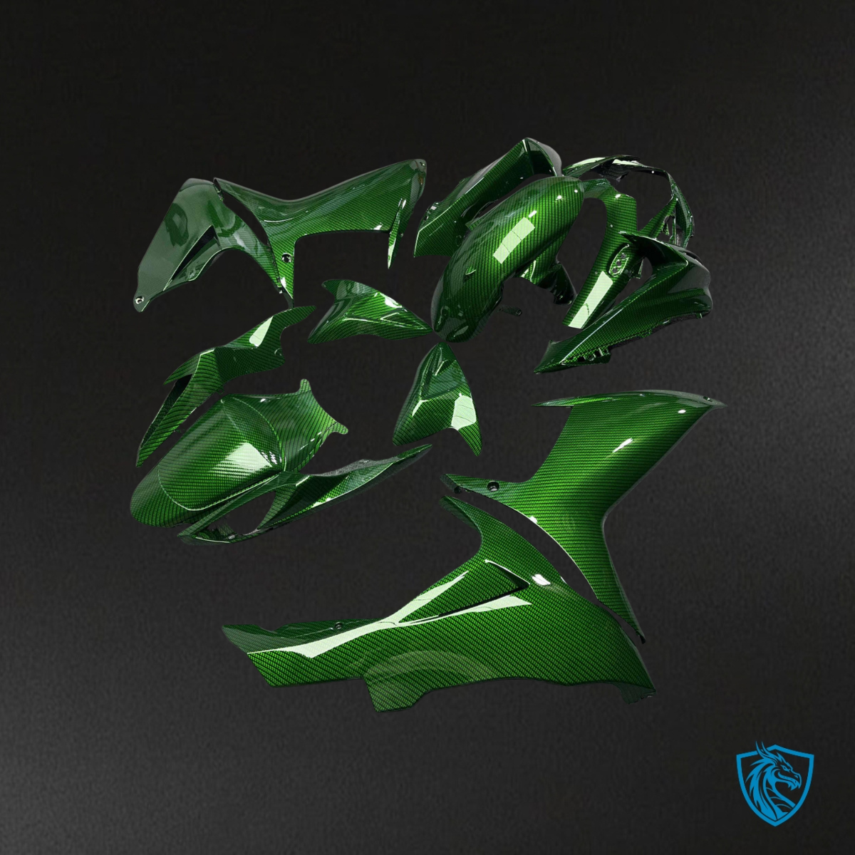 Suzuki GSXR 600-750 (2011-2026) Gloss Green Carbon Fiber Fairing Kit - Aftermarket ABS Bodywork