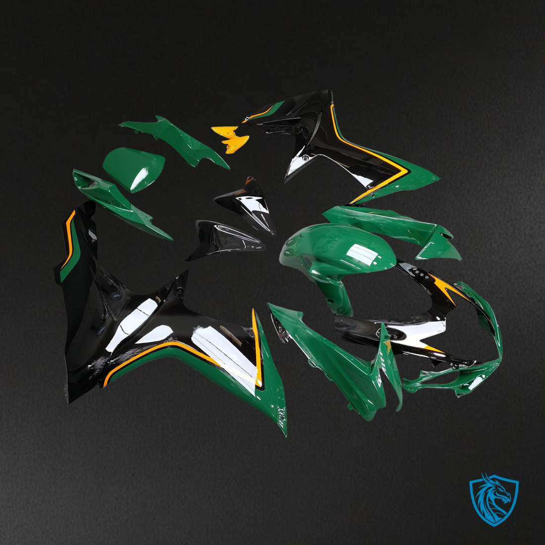 Suzuki GSXR 600-750 (2011-2026) Gloss Green, Black & Orange - Custom ABS Fairing Kit