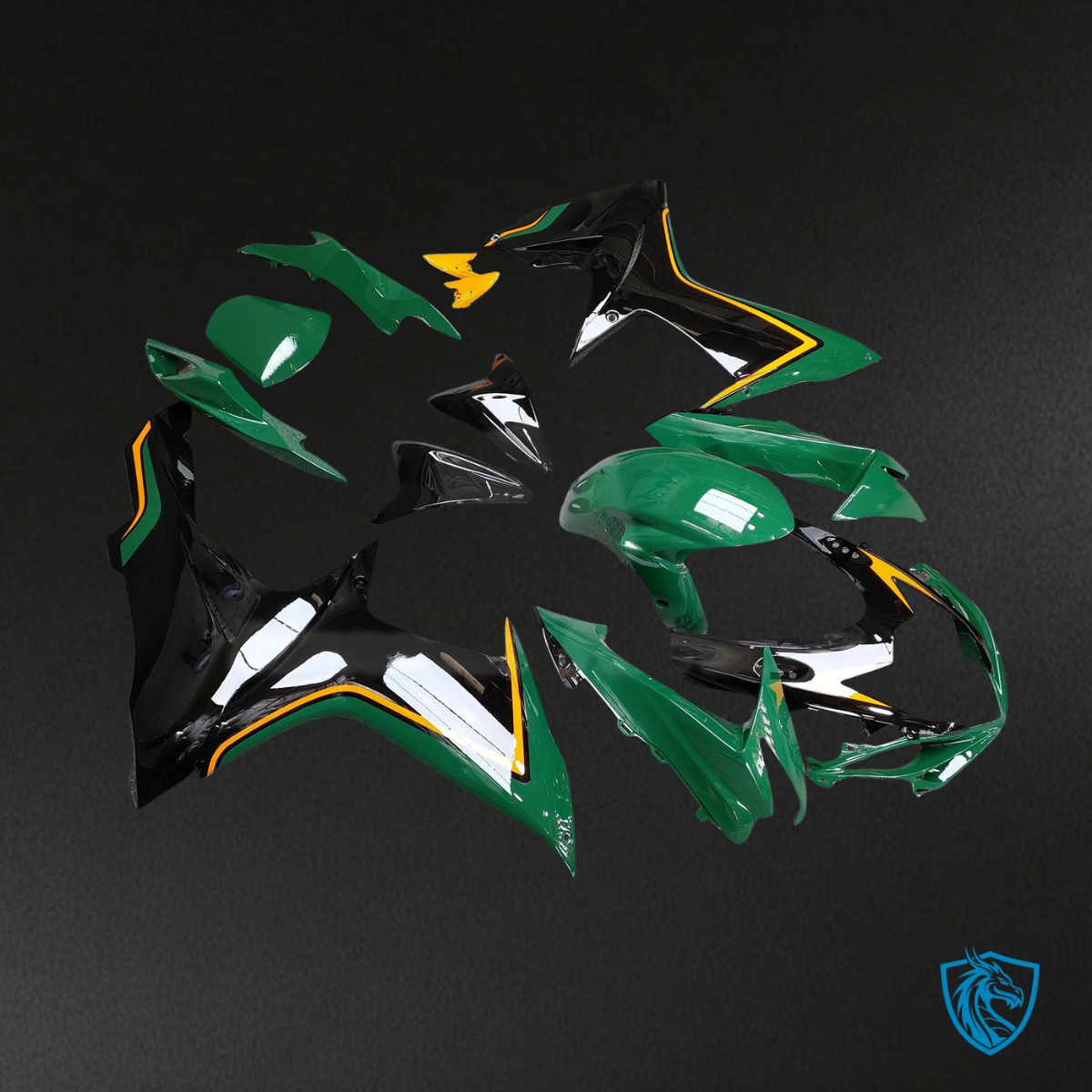 Suzuki GSXR 600-750 (2011-2026) Gloss Green, Black & Orange - Custom ABS Fairing Kit