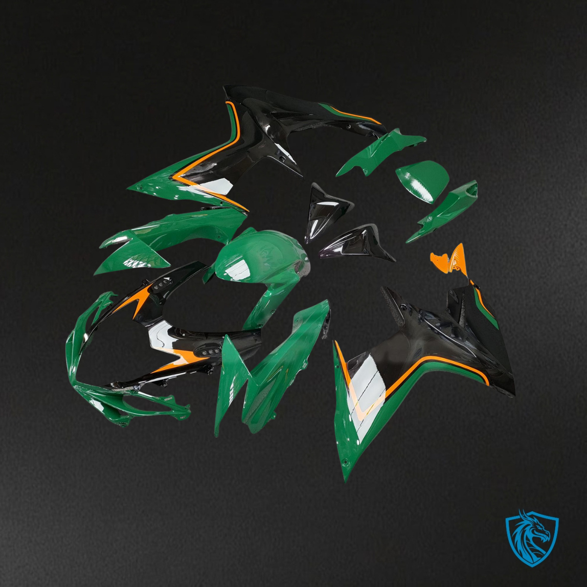Suzuki GSXR 600-750 (2011-2026) Gloss Green, Black & Orange - Custom ABS Fairing Kit