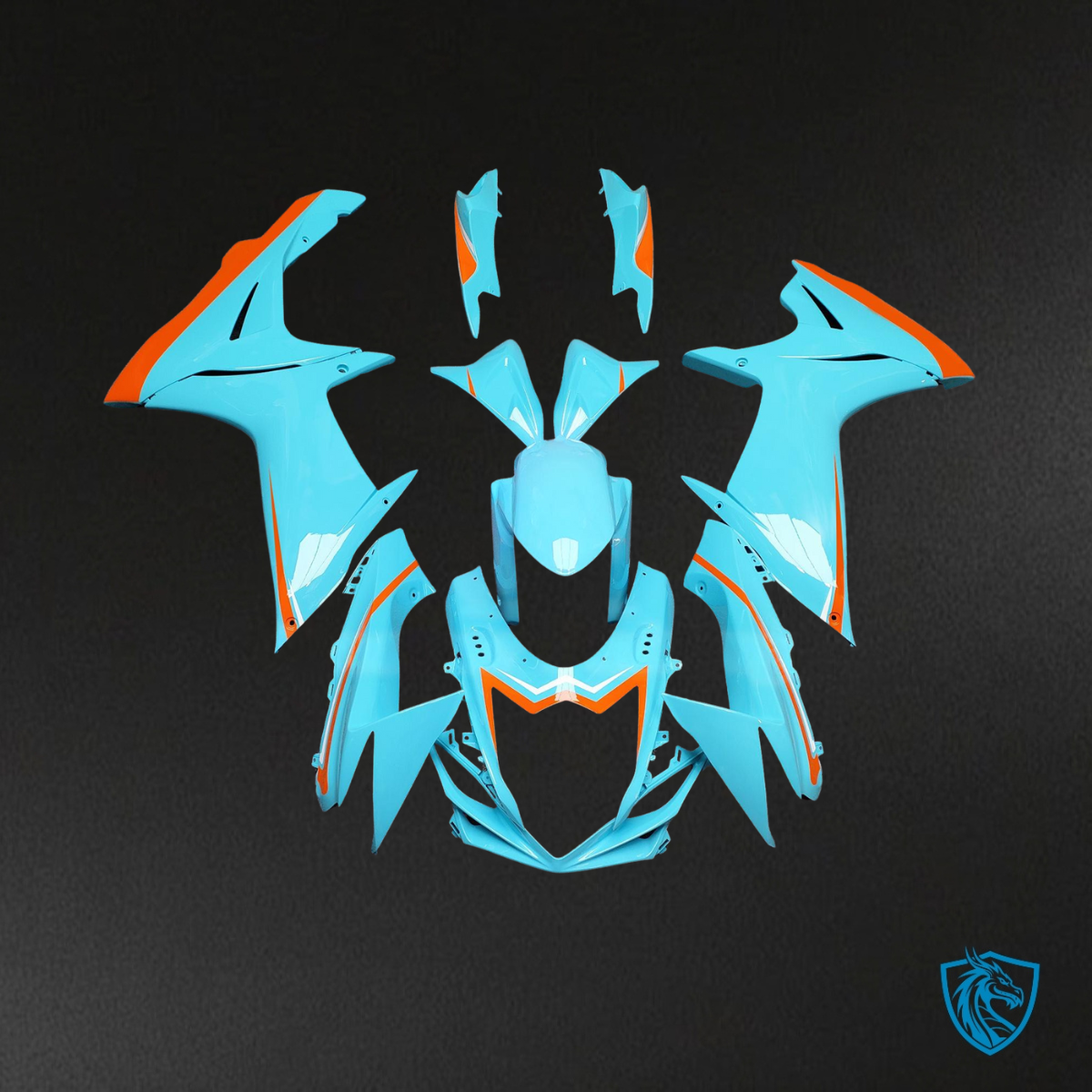 Suzuki GSXR 600-750 (2011-2026) Light Blue & Orange Fairing Kit | ABS Bodywork