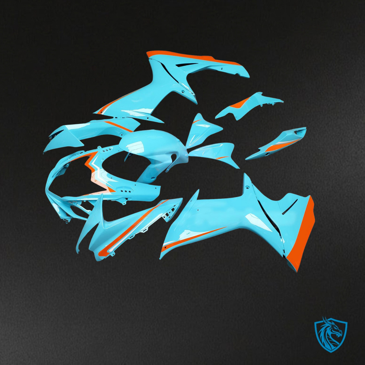 Suzuki GSXR 600-750 (2011-2026) Light Blue & Orange Fairing Kit | ABS Bodywork