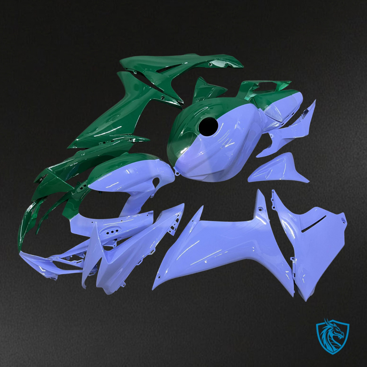 Suzuki GSXR 600-750 (2011-2026) Gloss Light Blue & Green - Custom ABS Fairing Kit