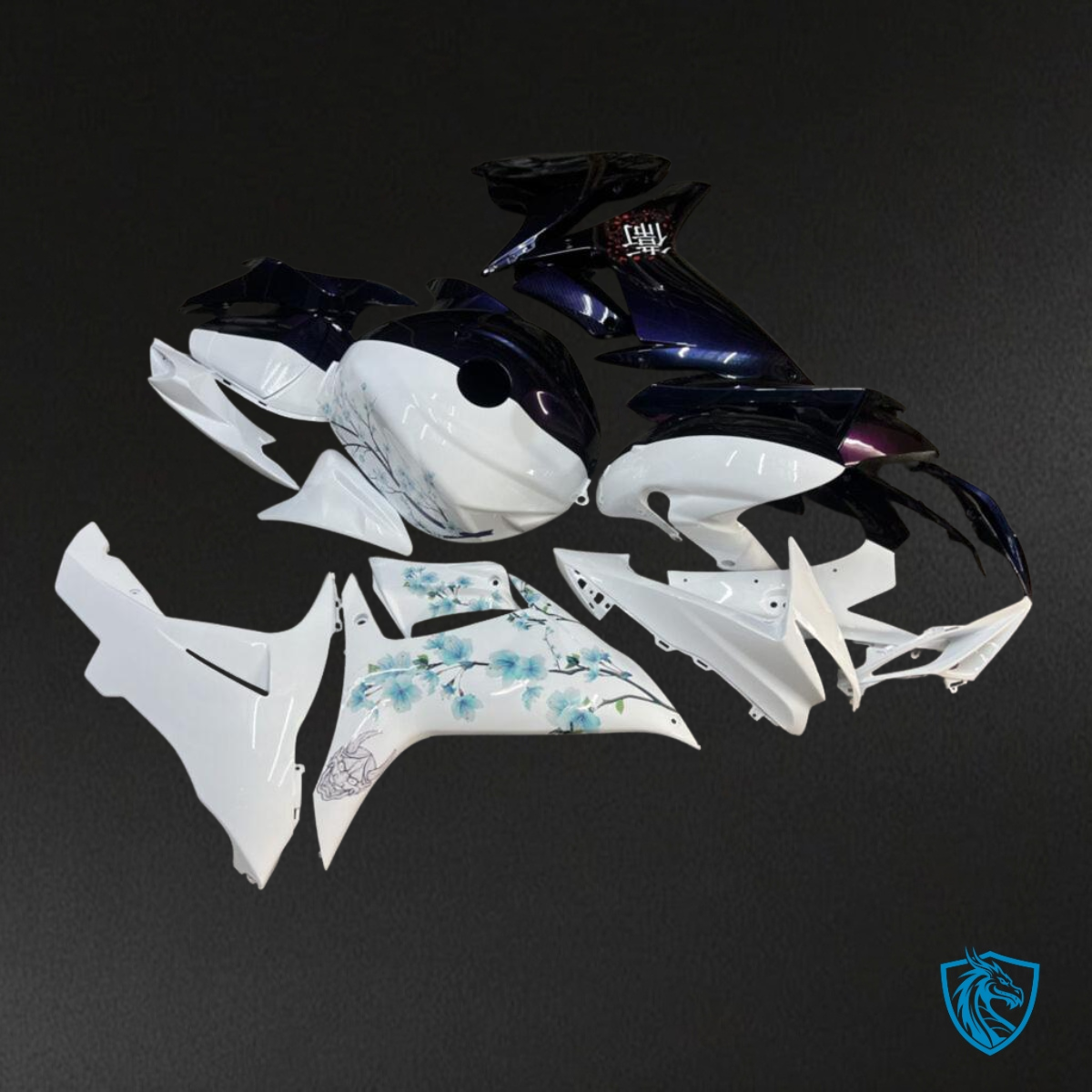 Suzuki GSXR 600-750 (2011-2026) Gloss Blue & White Cherry Fairing Kit - Aftermarket ABS Bodywork