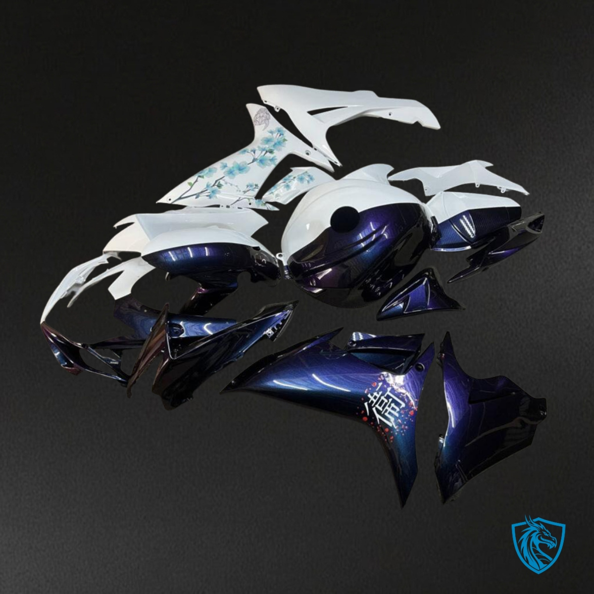 Suzuki GSXR 600-750 (2011-2026) Gloss Blue & White Cherry Fairing Kit - Aftermarket ABS Bodywork