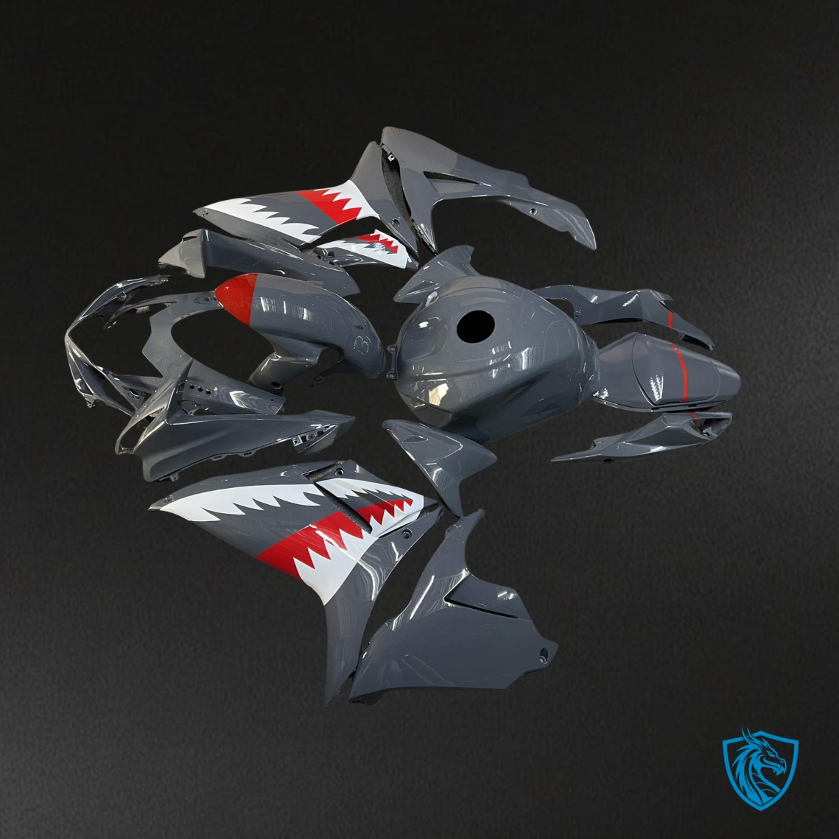 Suzuki GSXR 600-750 (2011-2026) Gloss Nardo Gray & White Shark Fairing Kit | ABS Bodywork