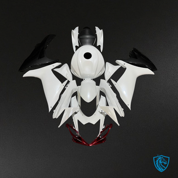 Suzuki GSXR 600-750 (2011-2026) Gloss Pearl White & Red Carbon Fiber Style - Custom ABS Fairing Kit
