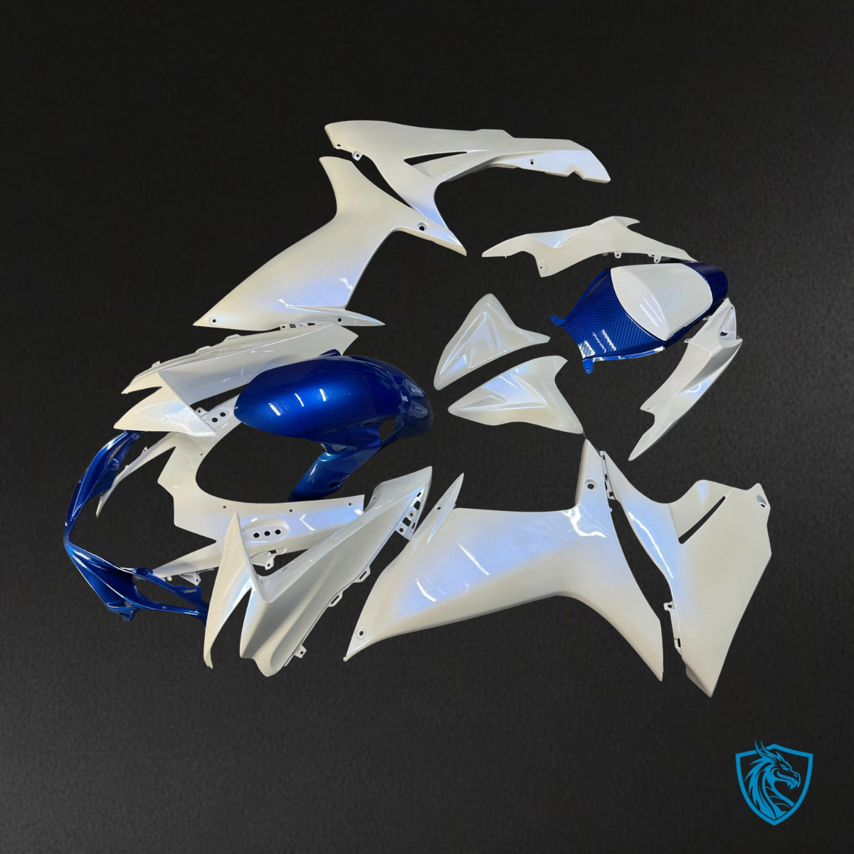 Suzuki GSXR 600-750 (2011-2026) Gloss White Chameleon & Blue Fairing Kit | ABS Bodywork