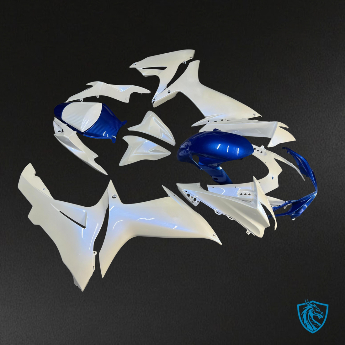 Suzuki GSXR 600-750 (2011-2026) Gloss White Chameleon & Blue Fairing Kit | ABS Bodywork