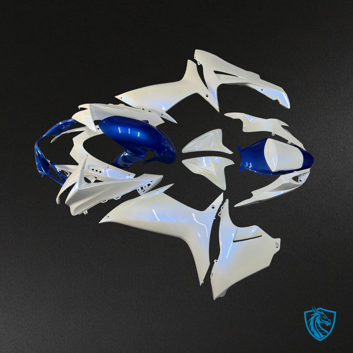 Suzuki GSXR 600-750 (2011-2026) Gloss White Chameleon & Blue Fairing Kit | ABS Bodywork
