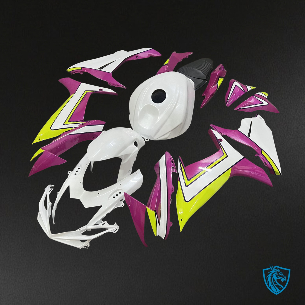 Suzuki GSXR 600-750 (2011-2026) White, Yellow & Pink - MERGEment Motorcycle Fairings Kit