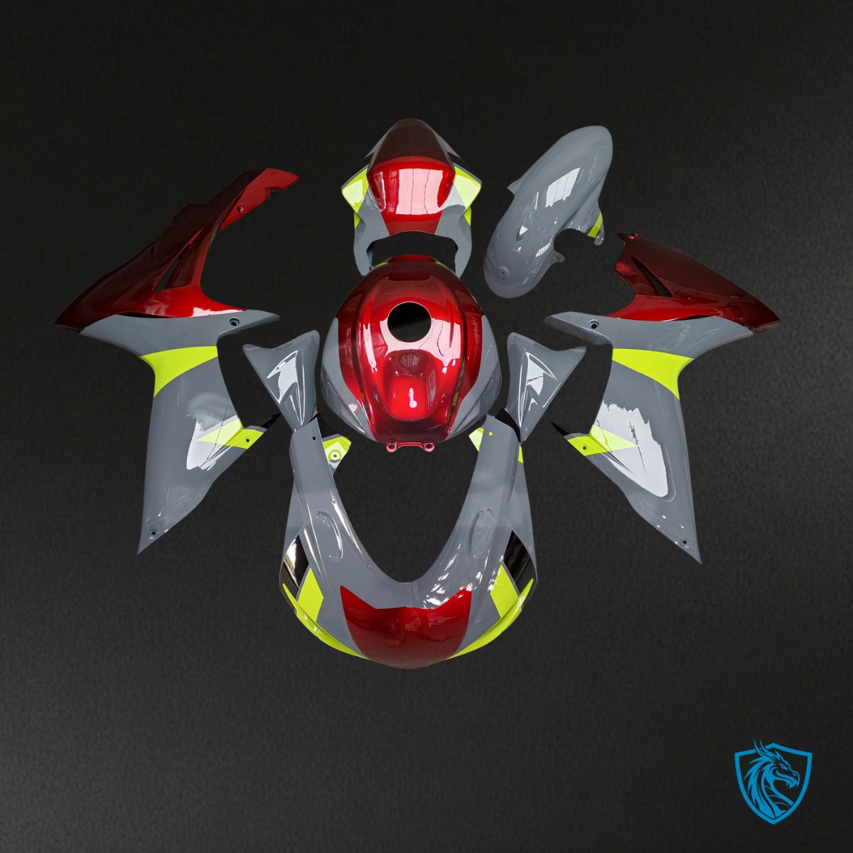 Suzuki GSXR 600-750 (2011-2026) Matte Gray, Black & Red  Fairing Kit - Aftermarket ABS Bodywork