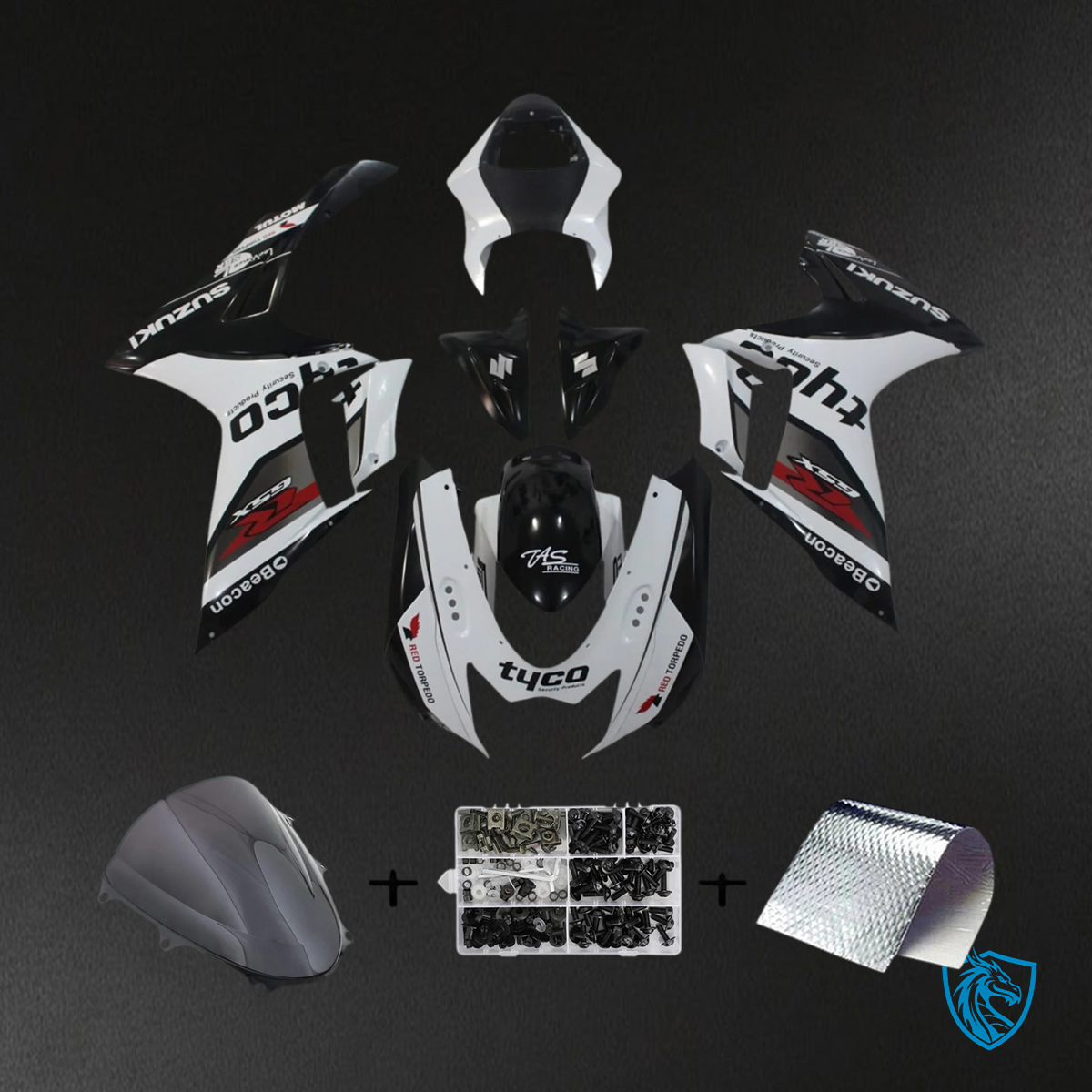 Suzuki GSXR 600-750 (2011-2025) Black & White Accents - Fairing Kit