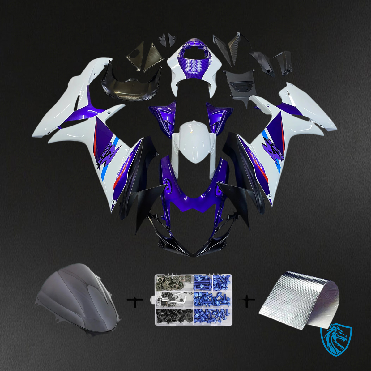 Suzuki GSXR 600-750 (2011-2025) Blue & White Style 3 - Fairing Kit