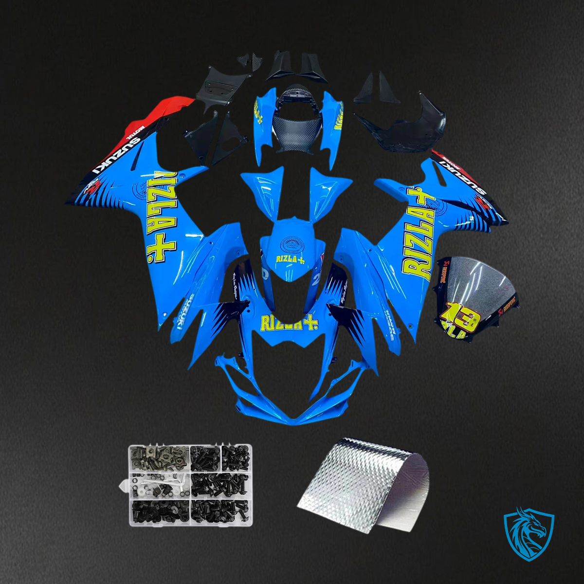 Suzuki GSXR 600-750 (2011-2025) Blue with Yellow Accents - Fairing Kit