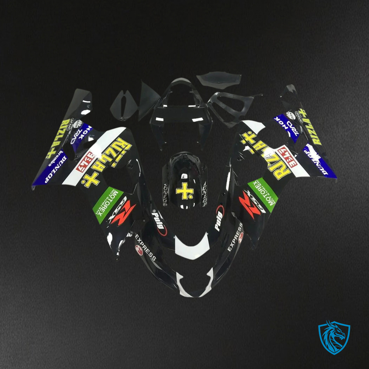 Suzuki GSXR 600-750 (2004-2005) Black with Logos - Fairing Kit