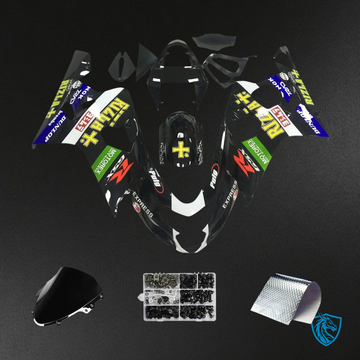 Suzuki GSXR 600-750 (2004-2005) Black with Logos - Fairing Kit