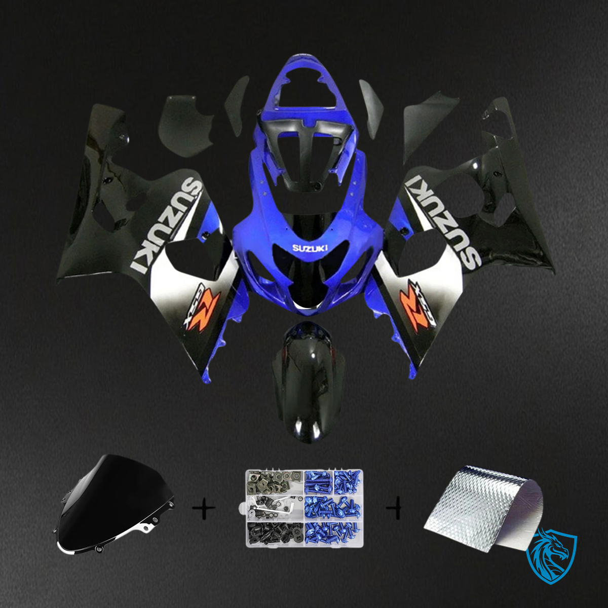 Suzuki GSXR 600-750 (2004-2005) Blue & Black Style 2 - Fairing Kit