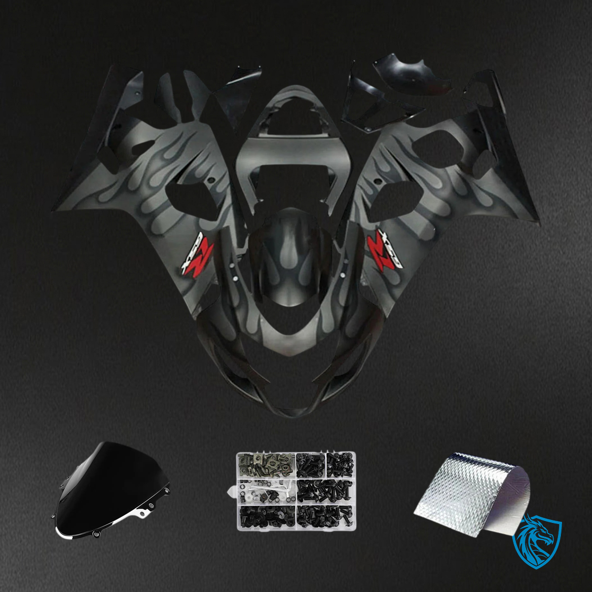 Suzuki GSXR 600-750 K4 (2004-2005) Gray & Black - Fairing Kit