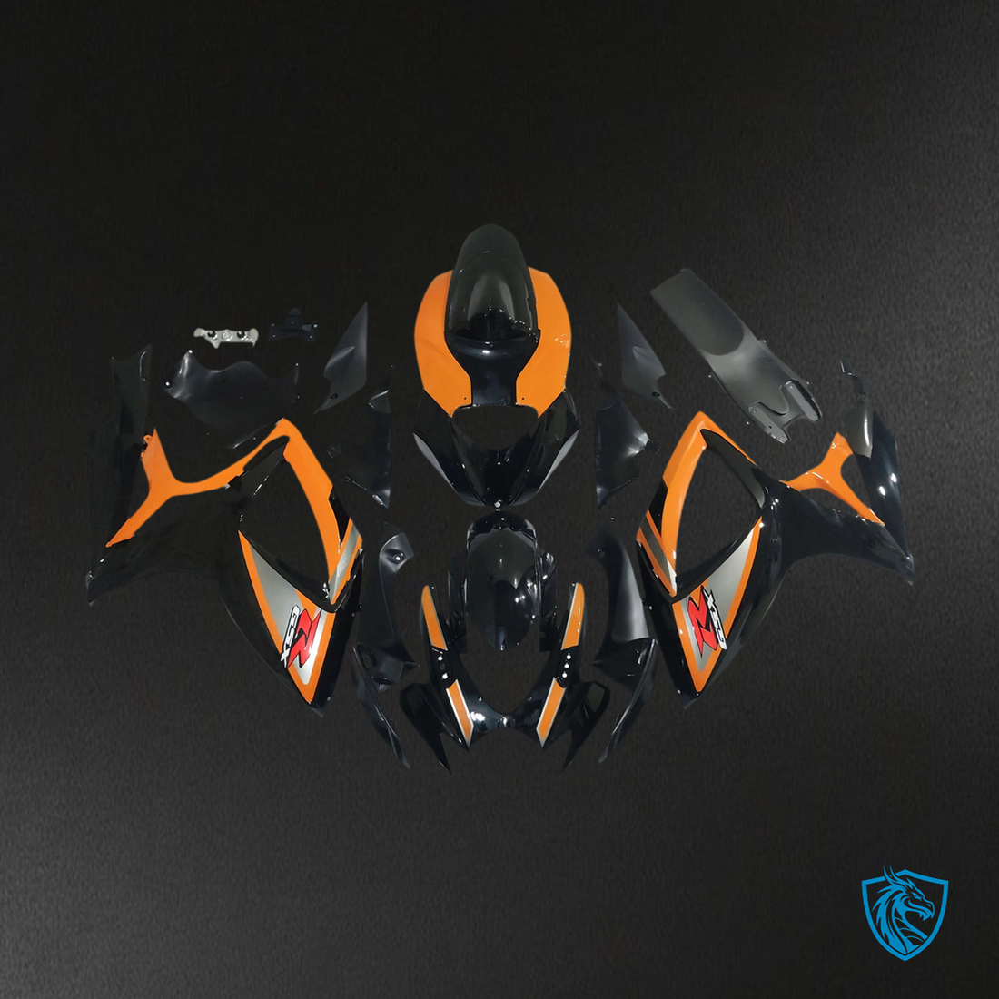 Suzuki GSXR 600-750 K6 (2006-2007) Black & Orange - Fairing kit