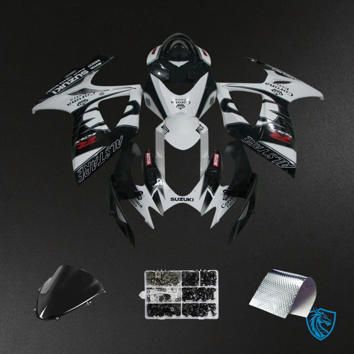 Suzuki GSXR 600-750 K6 (2006-2007) Black & White - Fairing Kit