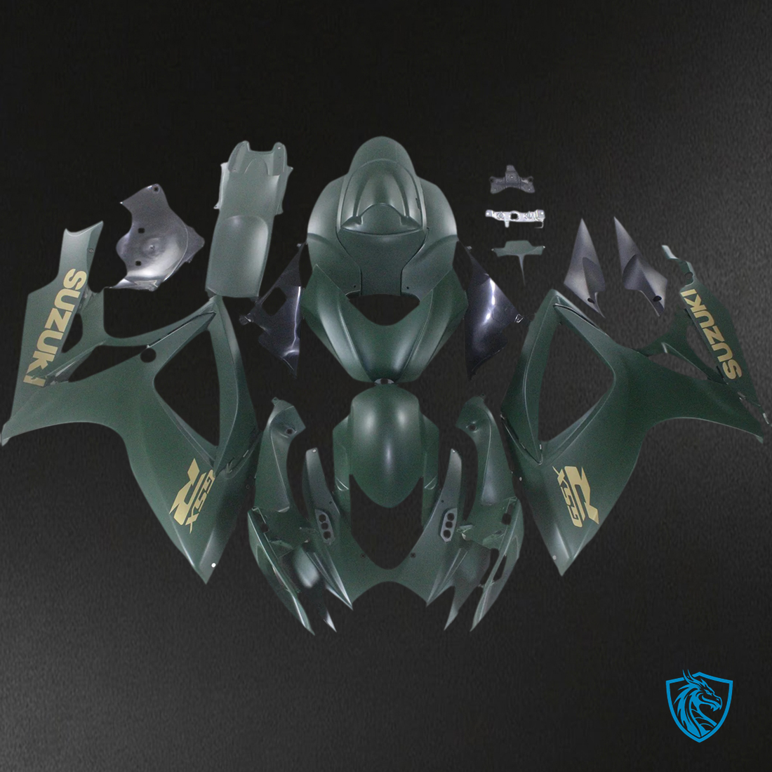 Suzuki GSXR 600-750 K6 (2006-2007) Matte Green with Gold Logo - Fairing Kit