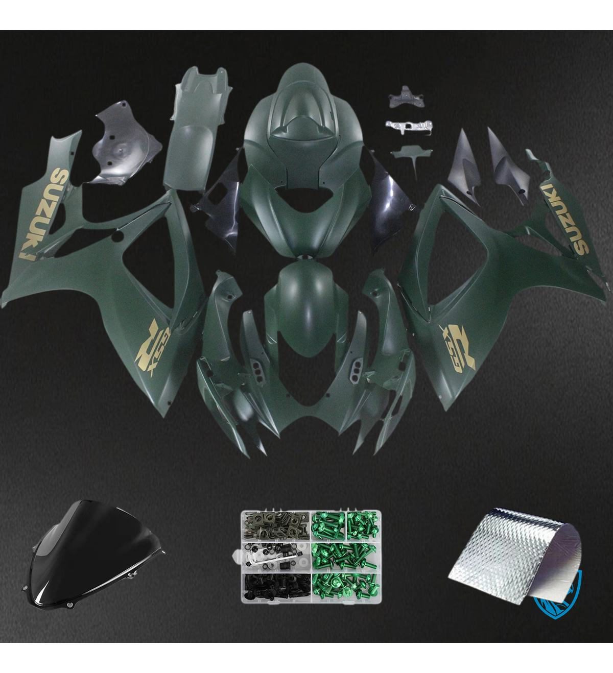 Suzuki GSXR 600-750 K6 (2006-2007) Matte Green with Gold Logo - Fairing Kit