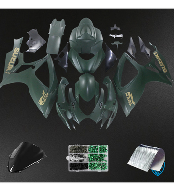 Suzuki GSXR 600-750 K6 (2006-2007) Matte Green with Gold Logo - Fairing Kit
