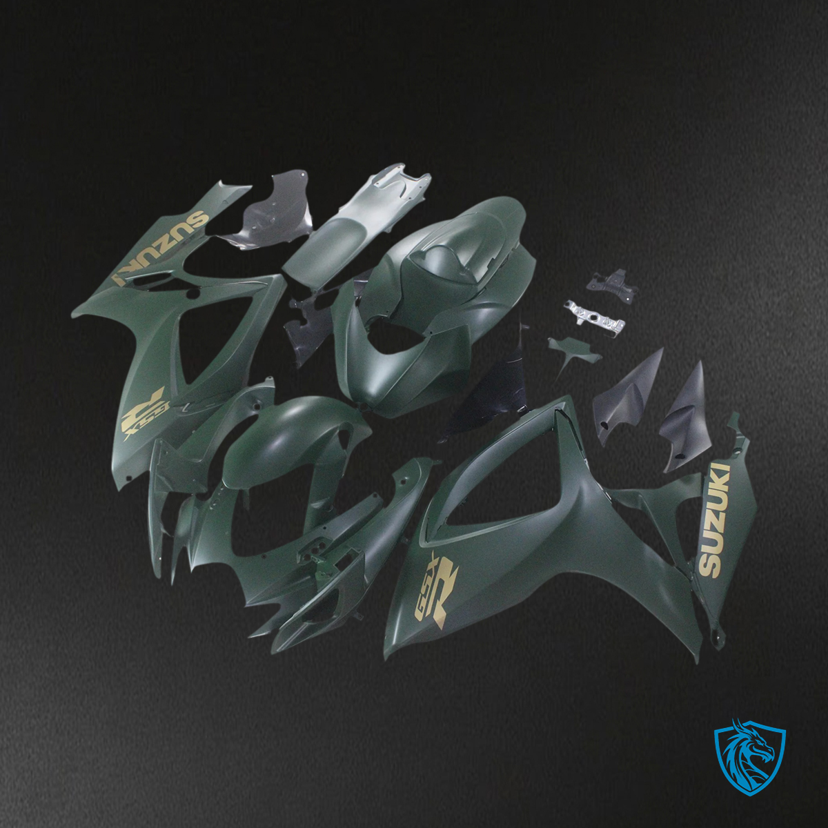 Suzuki GSXR 600-750 K6 (2006-2007) Matte Green with Gold Logo - Fairing Kit