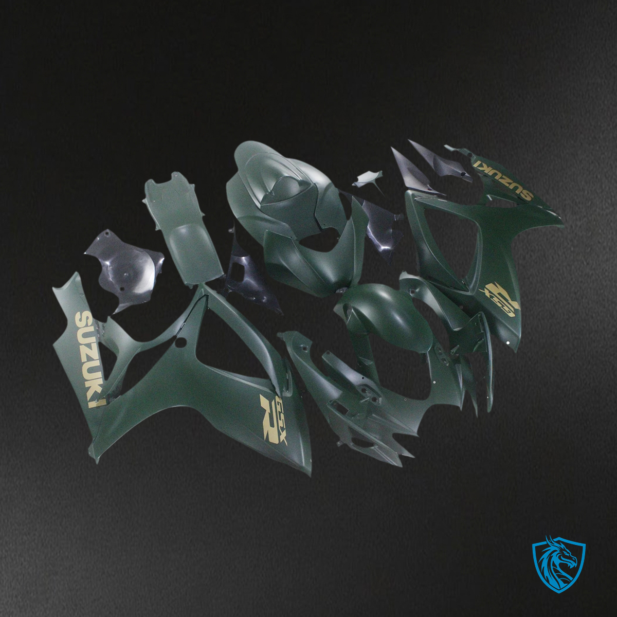 Suzuki GSXR 600-750 K6 (2006-2007) Matte Green with Gold Logo - Fairing Kit
