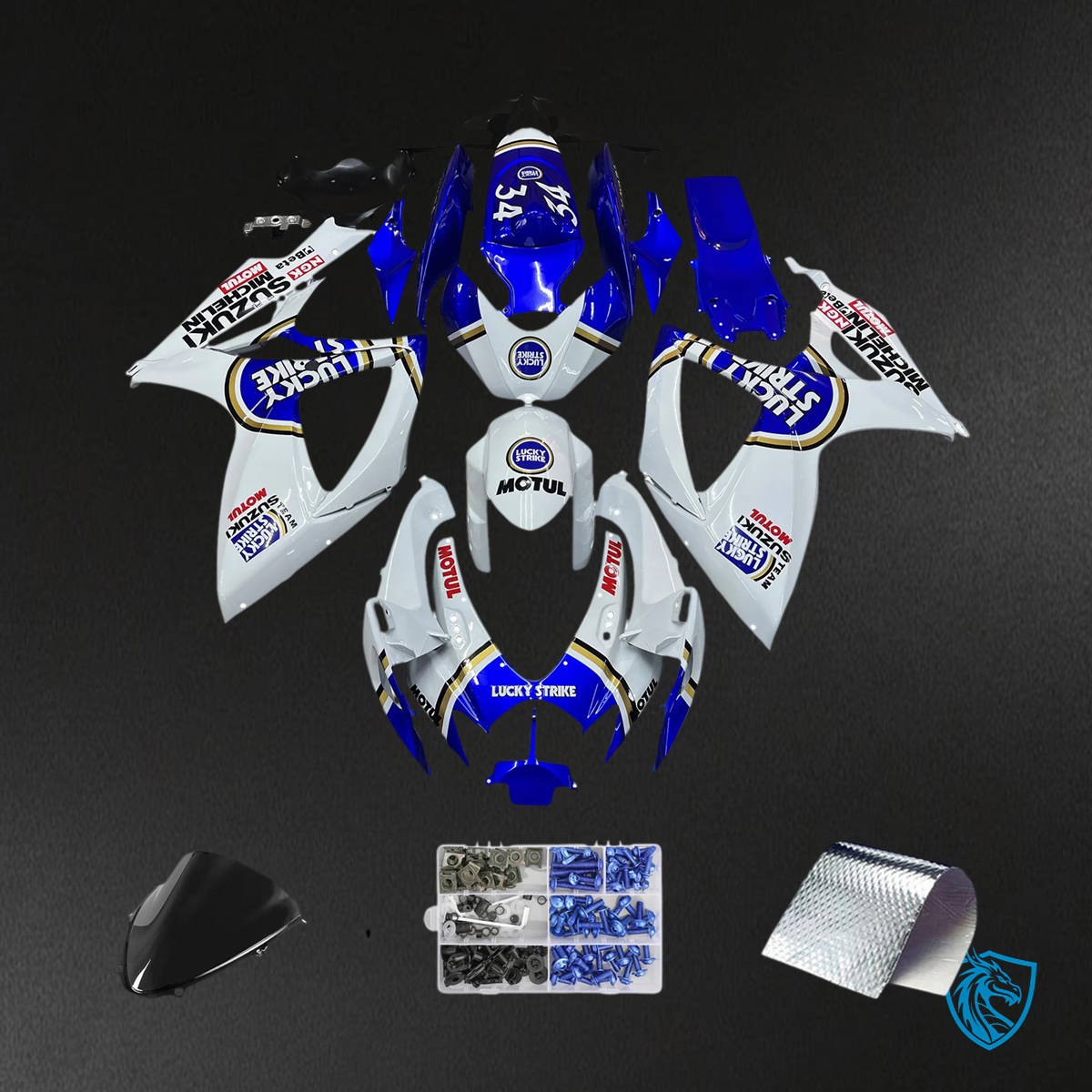 Suzuki GSXR 600-750 K6 (2006-2007) White with Blue Logo - Fairing Kit