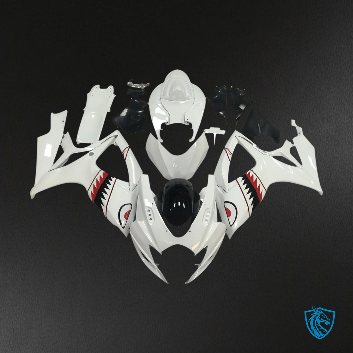 Suzuki GSXR 600-750 K6 (2006-2007) White with Shark - Fairing Kit