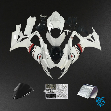 Suzuki GSXR 600-750 K6 (2006-2007) White with Shark - Fairing Kit