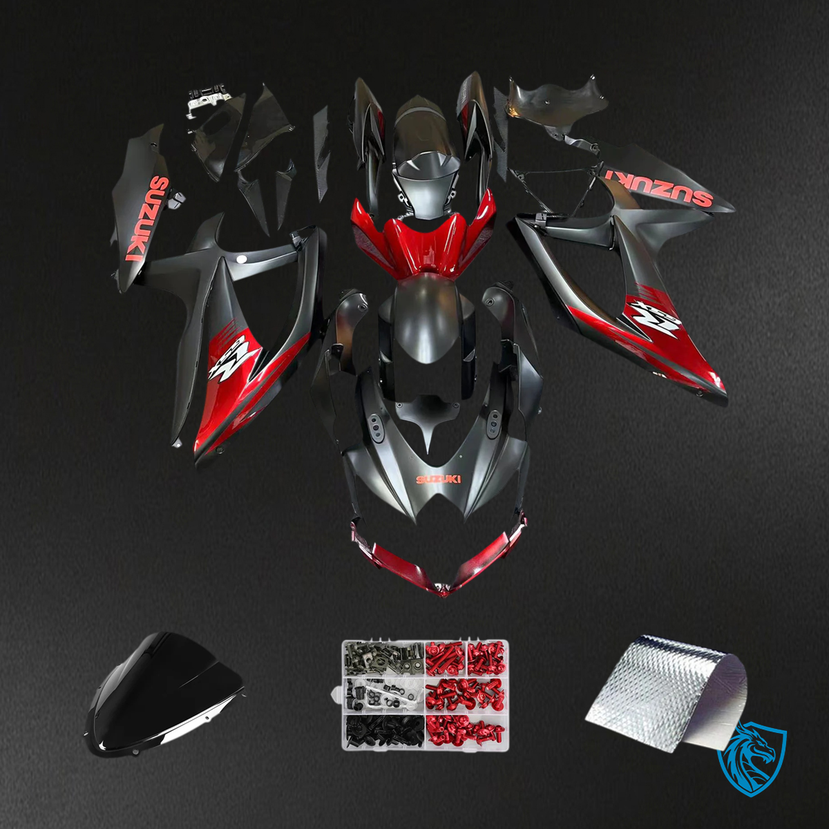 Suzuki GSXR 600-750 K8 (2008-2010) Black & Red Accents - Fairing Kit