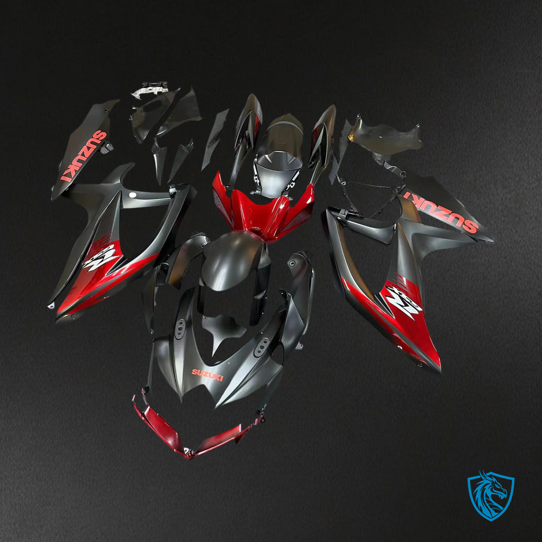 Suzuki GSXR 600-750 K8 (2008-2010) Black & Red Accents - Fairing Kit
