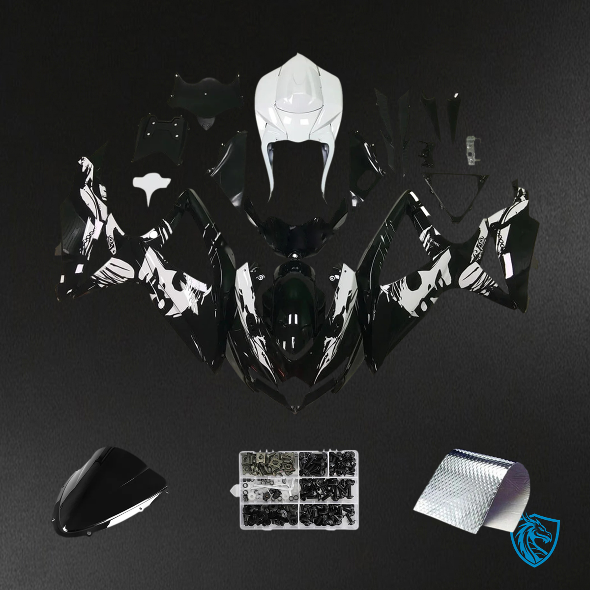 Suzuki GSXR 600-750 K8 (2008-2010) Black & White Accents - Fairing Kit