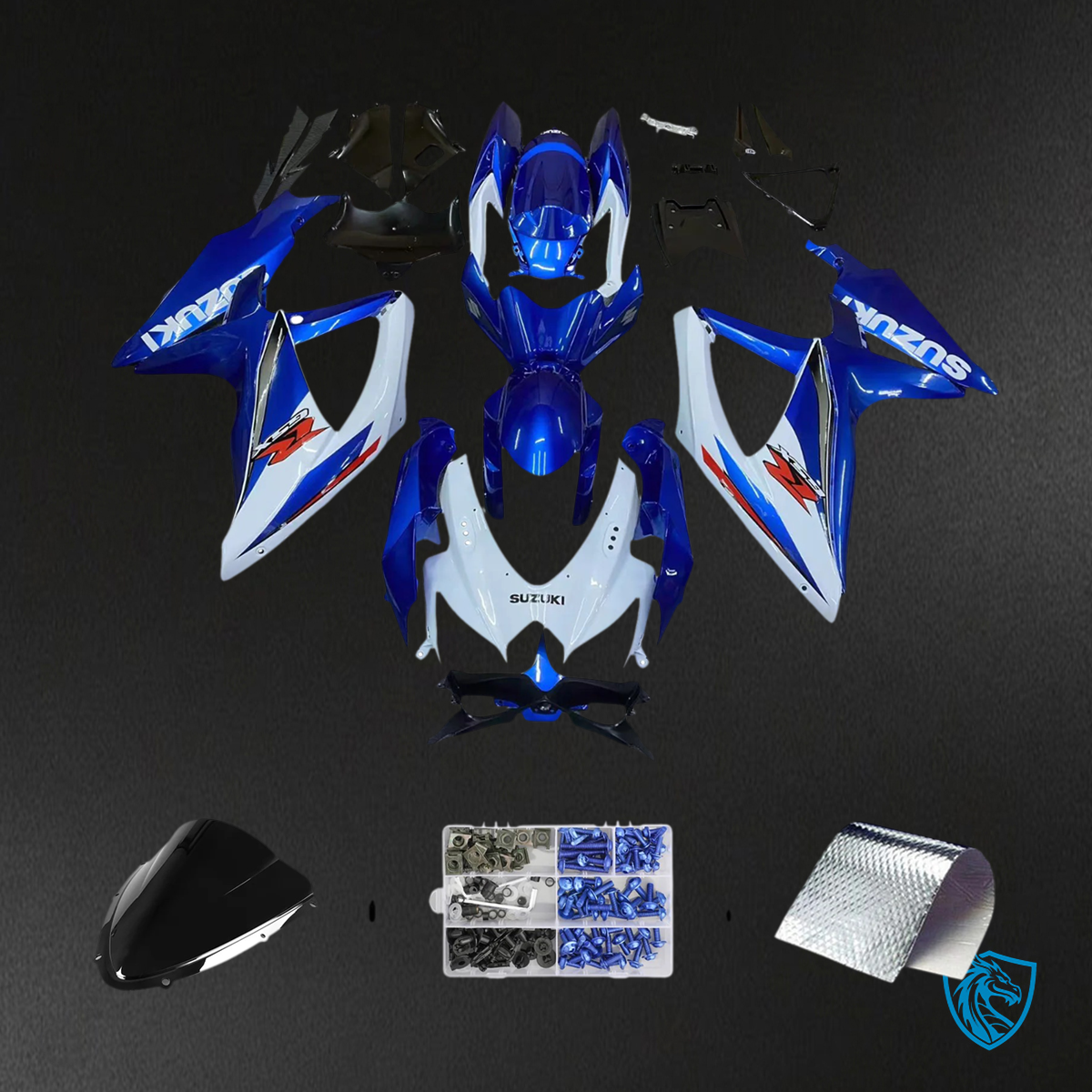 Suzuki GSXR 600-750 K8 (2008-2010) Blue & White Style 3 - Fairing Kit