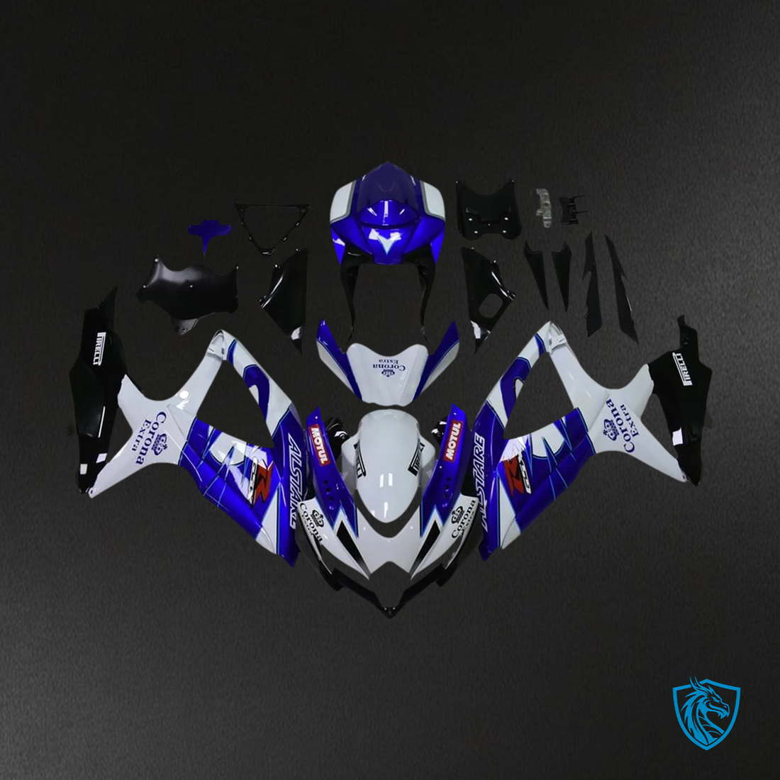 Suzuki GSXR 600-750 K8 (2008-2010) Blue & White Style 5 - Fairing Kit