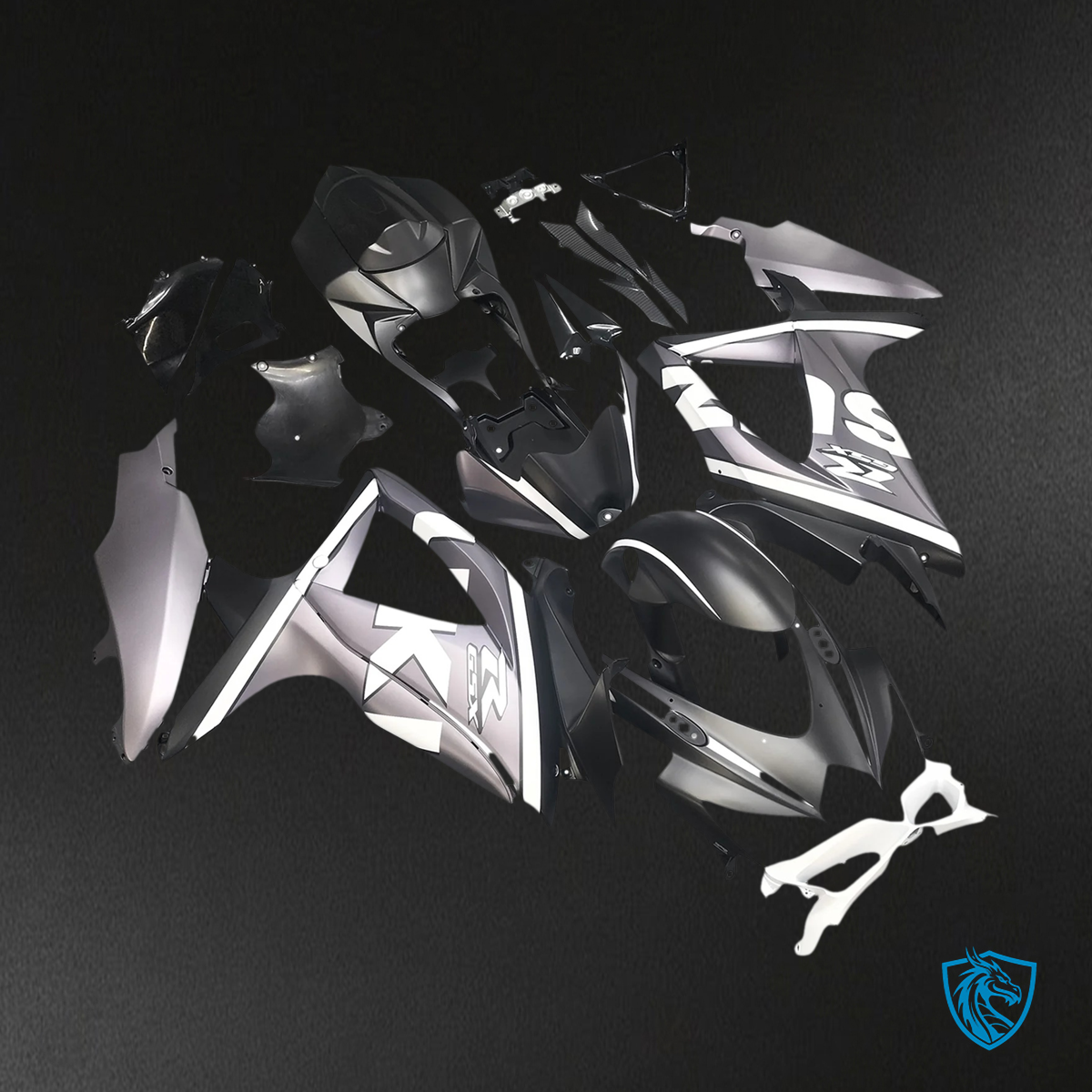 Suzuki GSXR 600-750 K8 (2008-2010) Gray & Black - Fairing Kit