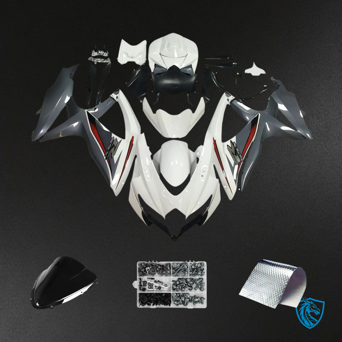 Suzuki GSXR 600-750 K8 (2008-2010) Gray & White - Fairing Kit