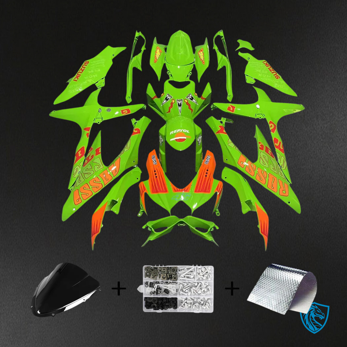 Suzuki GSXR 600-750 K8 (2008-2010) Green & Orange - Fairing Kit