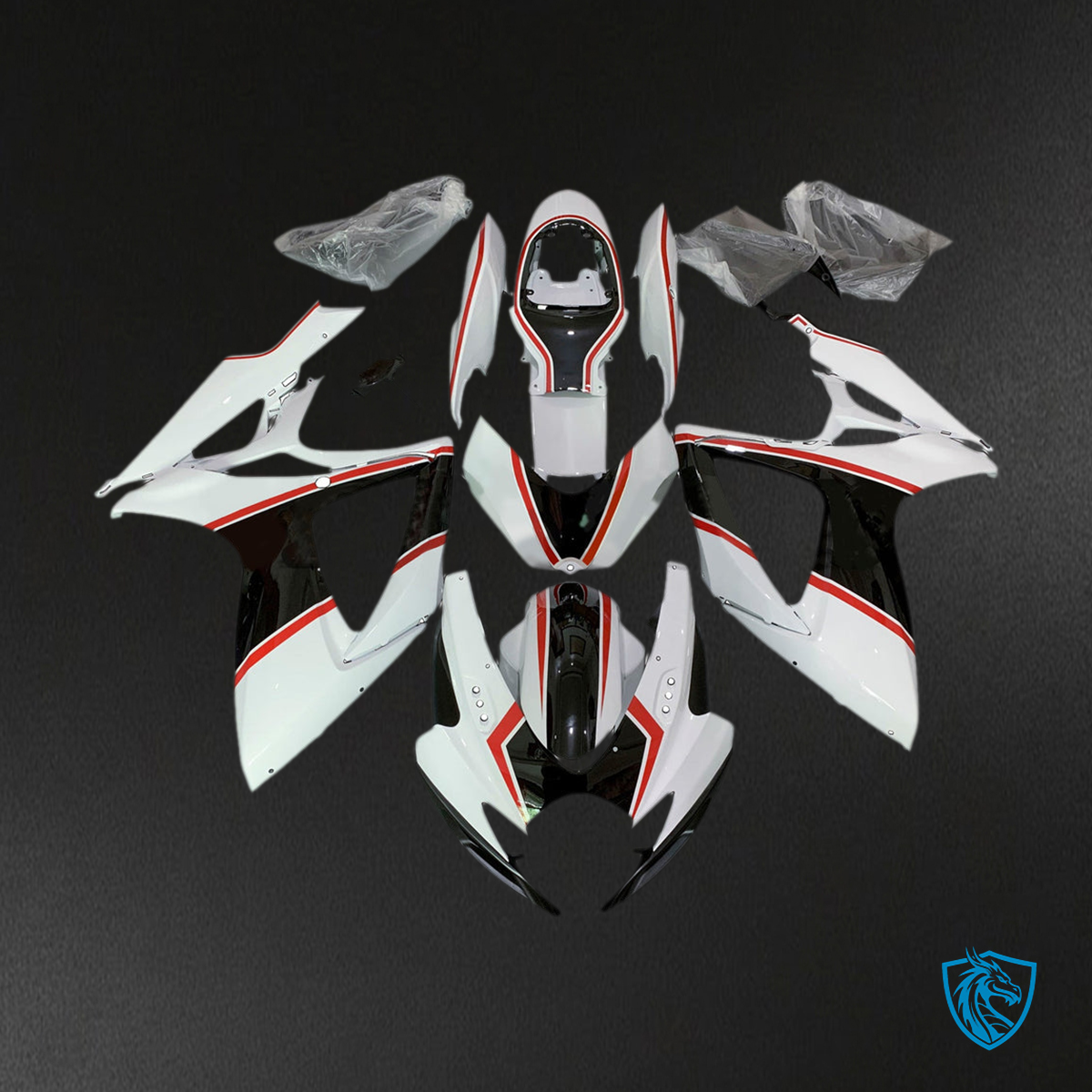 Suzuki GSXR 600-750 (2006-2007) White & Black K6 - MERGEment Motorcycle Fairings Kit