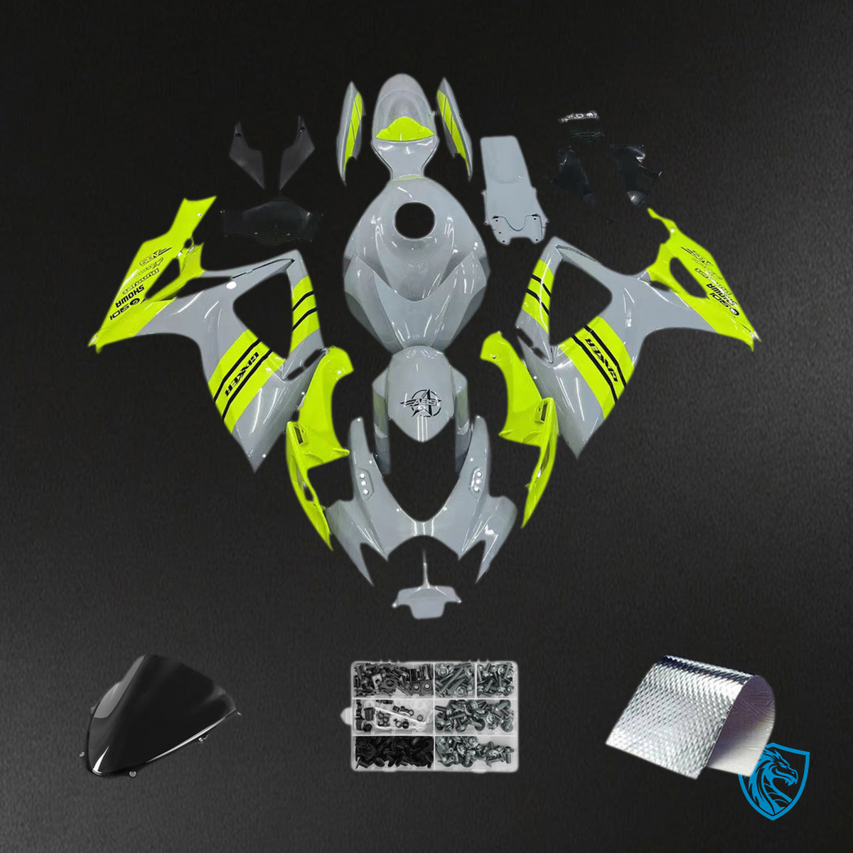 Suzuki GSXR 600-750 (2006-2007) Neon Yellow & Gray K6 - Fairing Kit | ABS Bodywork