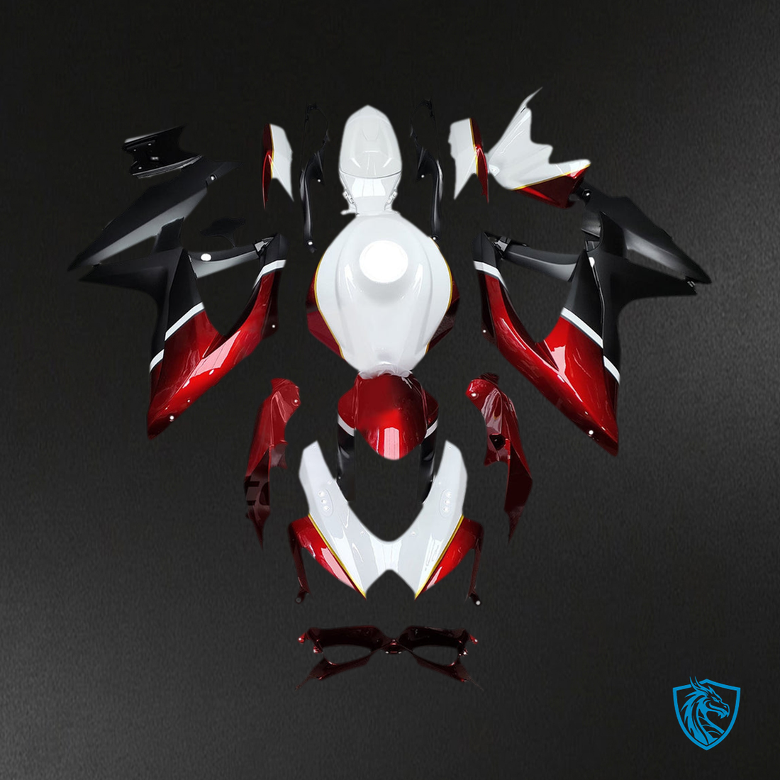 Suzuki GSXR600/750 (2008-2010) K8 Gloss Red, White & Gloss Black - MERGEment Motorcycle Fairings Kit