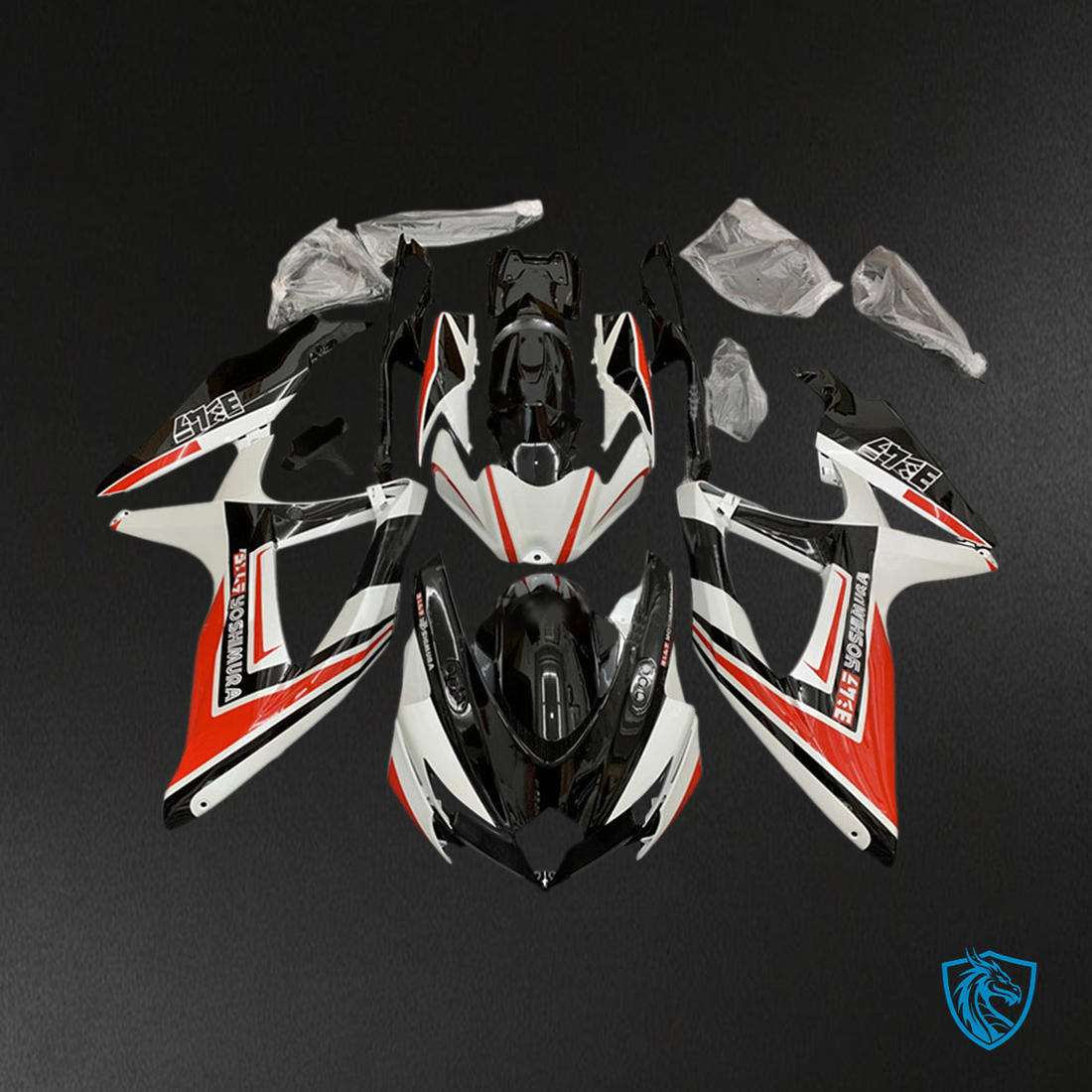 Suzuki GSXR 600-750 (2008-2010) White, Black & Red K8  Fairing Kit - Aftermarket ABS Bodywork