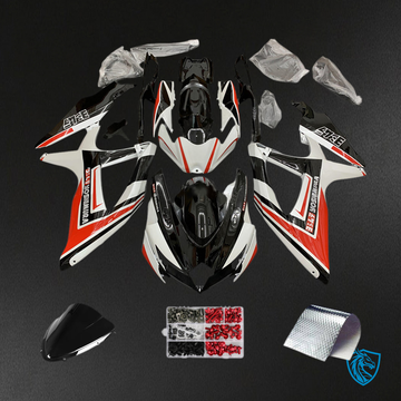Suzuki GSXR 600-750 (2008-2010) White, Black & Red K8  Fairing Kit - Aftermarket ABS Bodywork