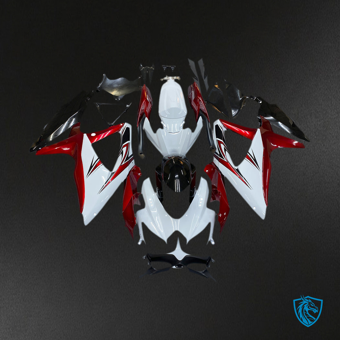 Suzuki GSXR 600-750 (2008-2010) White & Red K8 - MERGEment Motorcycle Fairings Kit