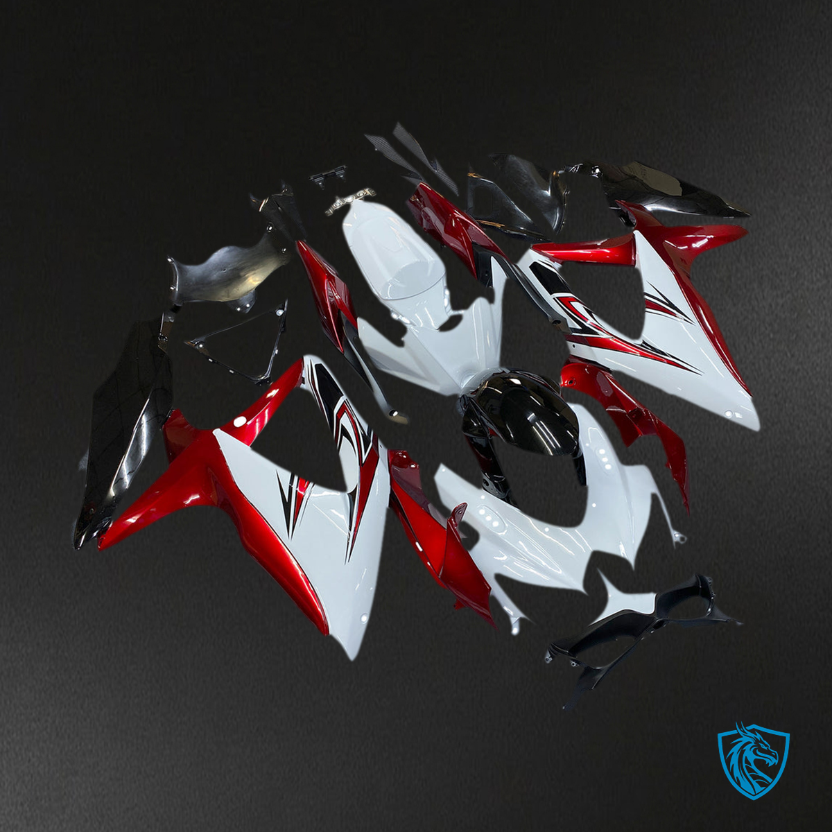 Suzuki GSXR 600-750 (2008-2010) White & Red K8 - MERGEment Motorcycle Fairings Kit