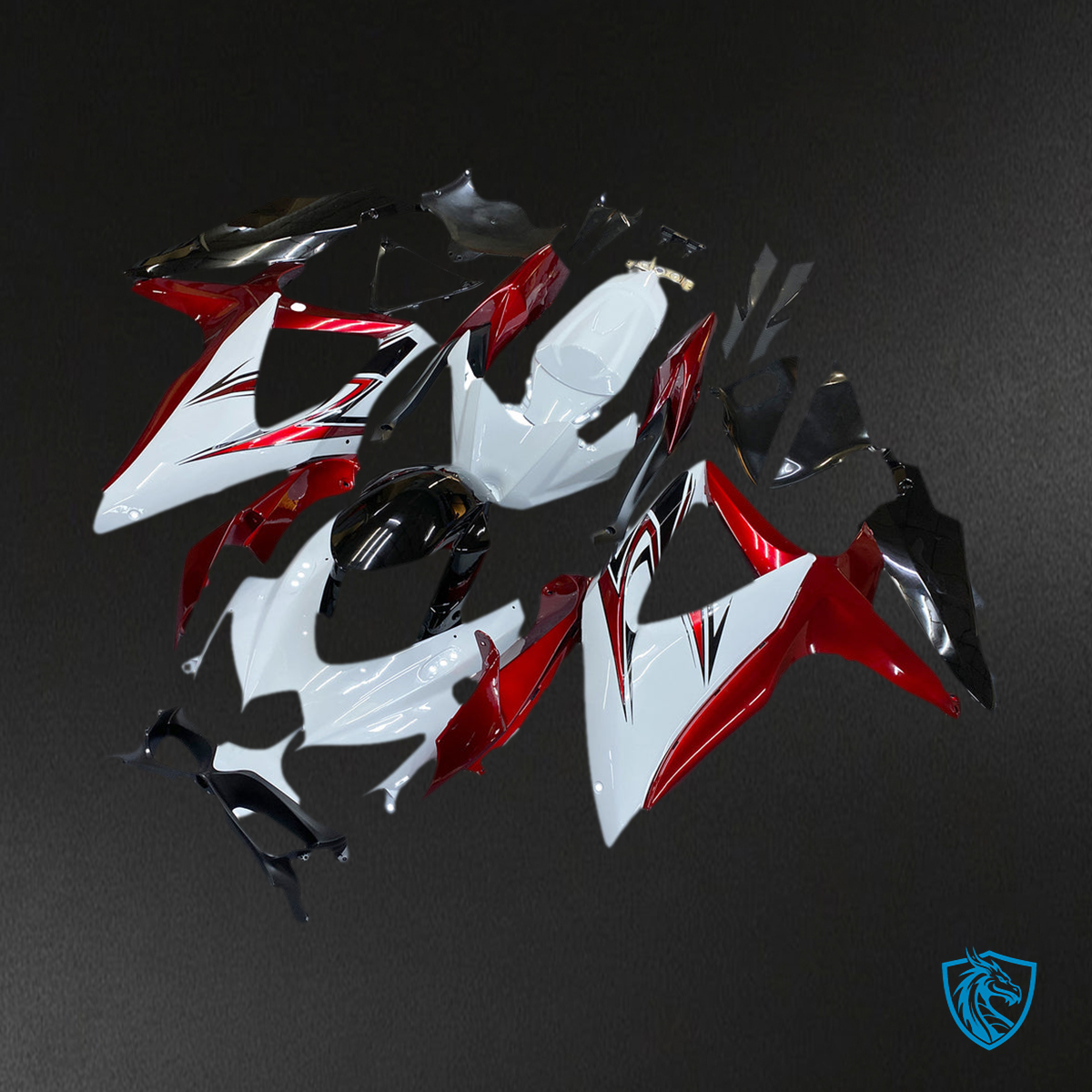 Suzuki GSXR 600-750 (2008-2010) White & Red K8 - MERGEment Motorcycle Fairings Kit